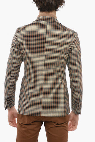Unlined Virgin Wool Blazer with Gingham Pattern