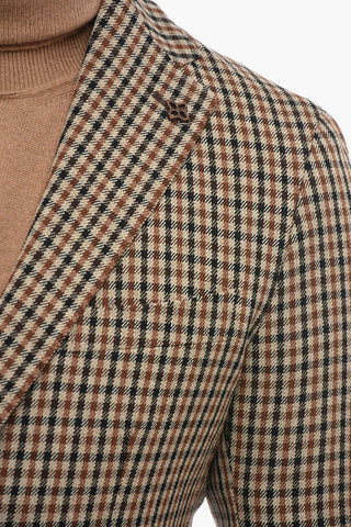 Unlined Virgin Wool Blazer with Gingham Pattern