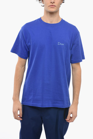 Crew Neck Cotton T-Shirt with Embroidered Logo