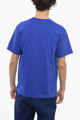 Crew Neck Cotton T-Shirt with Embroidered Logo