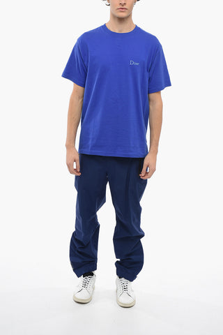 Crew Neck Cotton T-Shirt with Embroidered Logo
