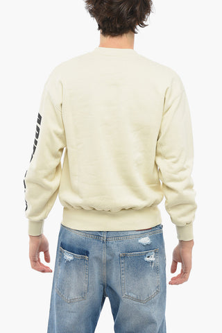 Solid Color PRESS GOTHIC Crew-neck Sweatshirt with Printed Logo