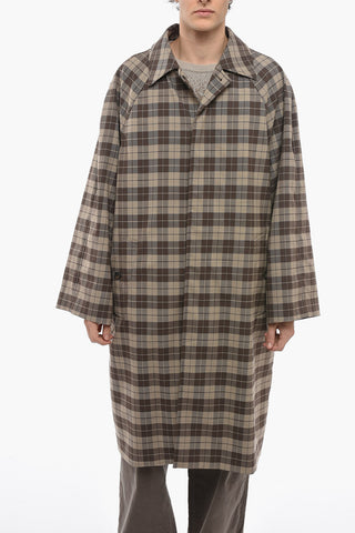Cappotto Oversized con Motivo Tartan e Maniche Raglan