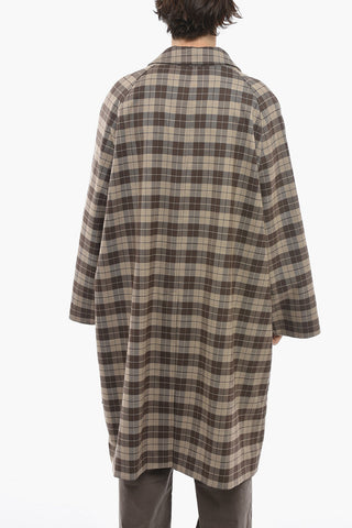 Cappotto Oversized con Motivo Tartan e Maniche Raglan