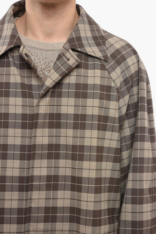 Cappotto Oversized con Motivo Tartan e Maniche Raglan