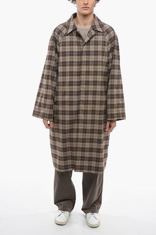 Cappotto Oversized con Motivo Tartan e Maniche Raglan