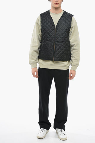 Gilet Trapuntato con Ricamo a Contrasto sul Retro