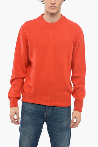 Wool Blend MOON Crew-Neck Sweater with Ribb Hem