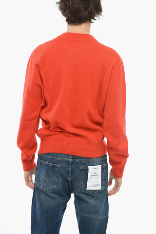Wool Blend MOON Crew-Neck Sweater with Ribb Hem