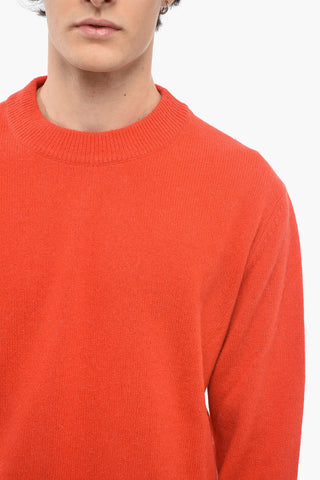 Wool Blend MOON Crew-Neck Sweater with Ribb Hem