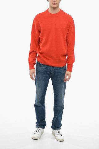 Wool Blend MOON Crew-Neck Sweater with Ribb Hem