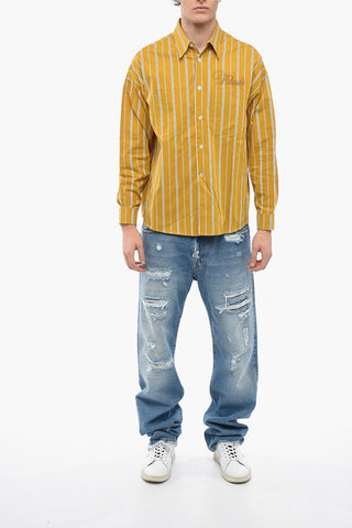 Camicia A Maniche Lunghe Con Logo Ricamato