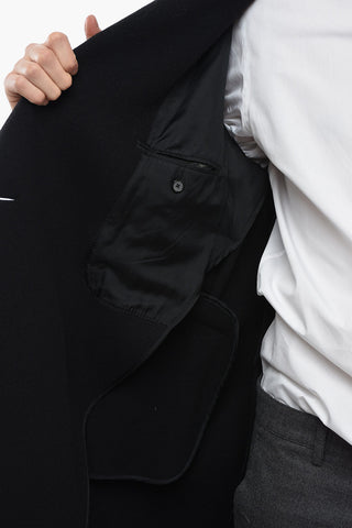 Double-breasted Wool Blend Coat with Peak Lapel