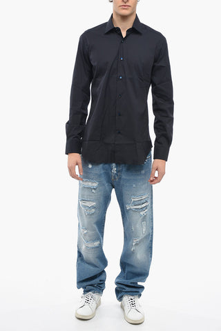 Stretch Cotton Slim Fit Shirt with Standard Collar