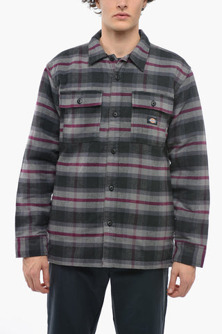 Plaid Motif Padded Overshirt with Double Breast Pocket