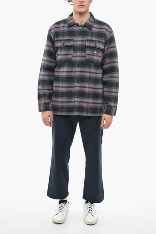 Plaid Motif Padded Overshirt with Double Breast Pocket