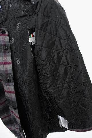 Plaid Motif Padded Overshirt with Double Breast Pocket