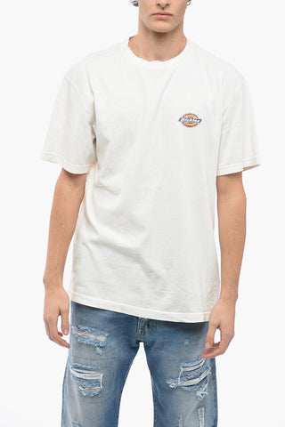 Solid Color Crew-neck T-Shirt with Printed Logo