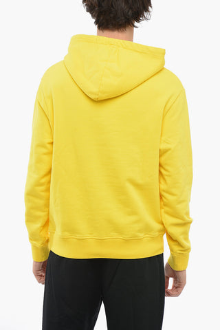 Felpa Hoodie in Cotone Garzato con Logo Ricamato