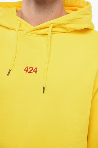 Felpa Hoodie in Cotone Garzato con Logo Ricamato