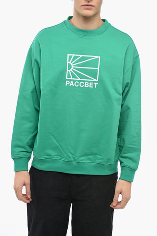 Cotton Crew-Neck Sweatshirt with Embossed Logo