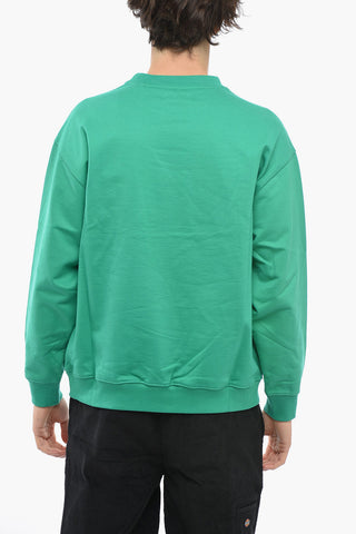Cotton Crew-Neck Sweatshirt with Embossed Logo
