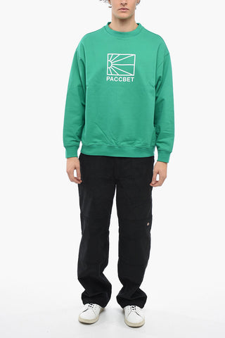 Cotton Crew-Neck Sweatshirt with Embossed Logo