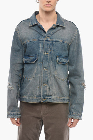 Zipped Sleeve Lived-in Denim Jacket