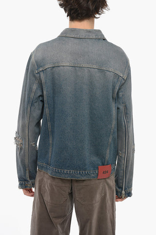 Zipped Sleeve Lived-in Denim Jacket