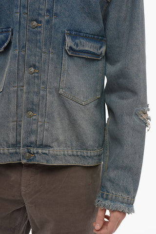 Zipped Sleeve Lived-in Denim Jacket