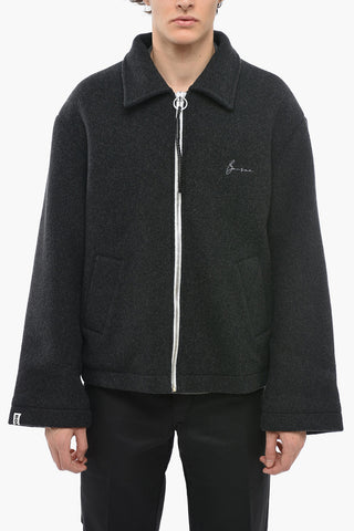 Front Zipped Wool Blend Short Coat