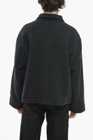 Front Zipped Wool Blend Short Coat