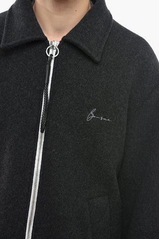 Front Zipped Wool Blend Short Coat