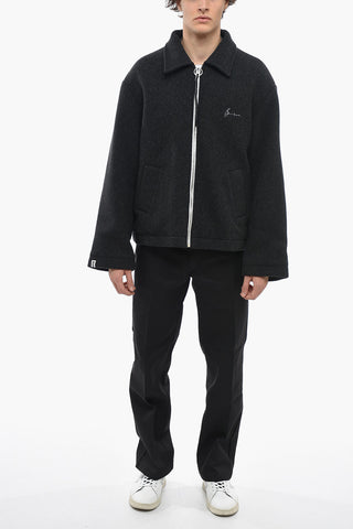 Front Zipped Wool Blend Short Coat