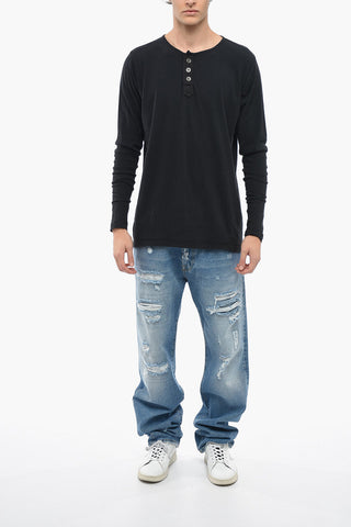 3 Buttoning Long Sleeved HENLEY T-shirt 