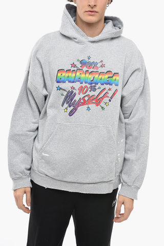 UNISEX Distressed Hoodie Sweatshirt with Vintage Effect