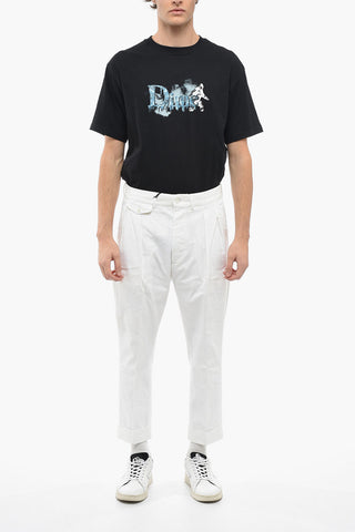 Pantaloni a Doppia Pince in Cotone Stretch