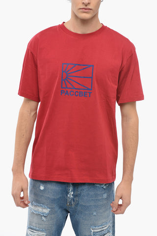 Solid Color Crew-neck T-Shirt with Printed Logo