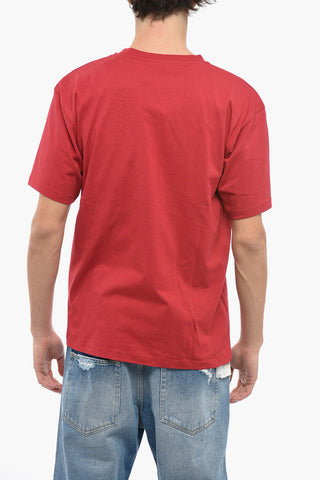 Solid Color Crew-neck T-Shirt with Printed Logo