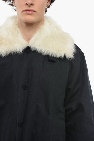 Cappotto in Misto Cotone con Fodera in Pelliccia