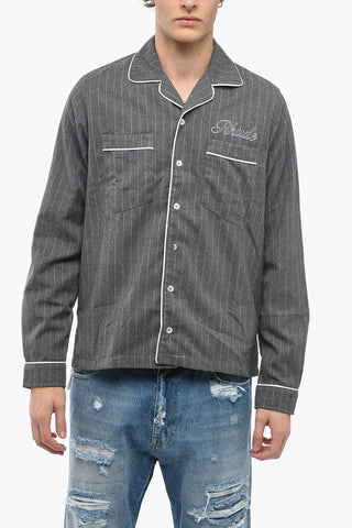 Embroidered Pyjiama Long Sleeve Buttom-up Shirt