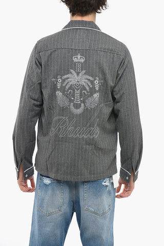 Embroidered Pyjiama Long Sleeve Buttom-up Shirt