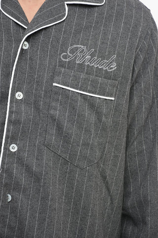 Embroidered Pyjiama Long Sleeve Buttom-up Shirt