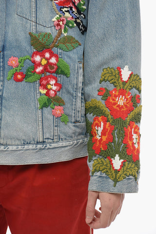 Shearling Denim Jacket with MODERN FUTURE Embroidery
