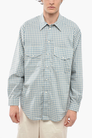 Camicia a Quadri Plaid con Bottoni Automatici