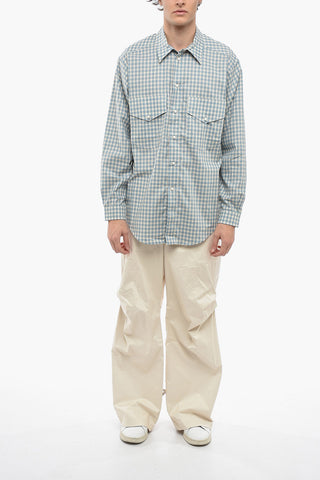 Camicia a Quadri Plaid con Bottoni Automatici