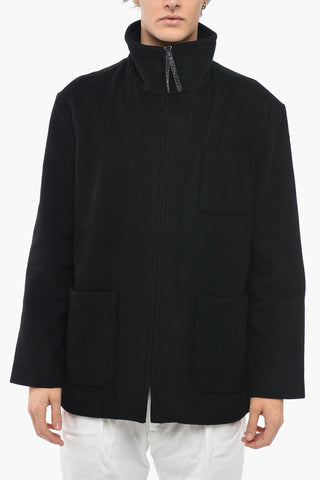 Solid Color Turtleneck Jacket with Breast Pocket