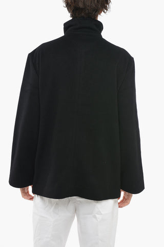 Solid Color Turtleneck Jacket with Breast Pocket