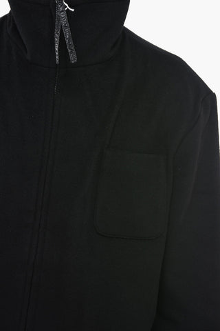 Solid Color Turtleneck Jacket with Breast Pocket