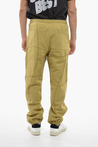 Joggers in Cotone Felpato con Cuciture a Vista 